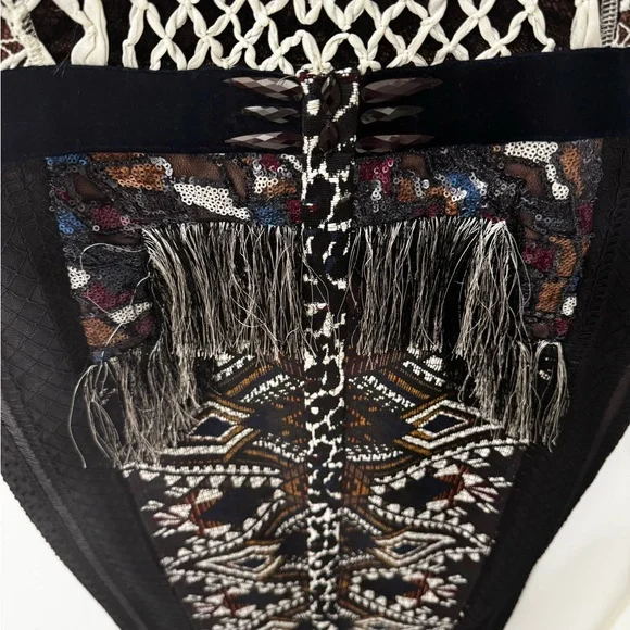 Byron Lars Black and White Geometric Midi Dress - Picture 7 of 9